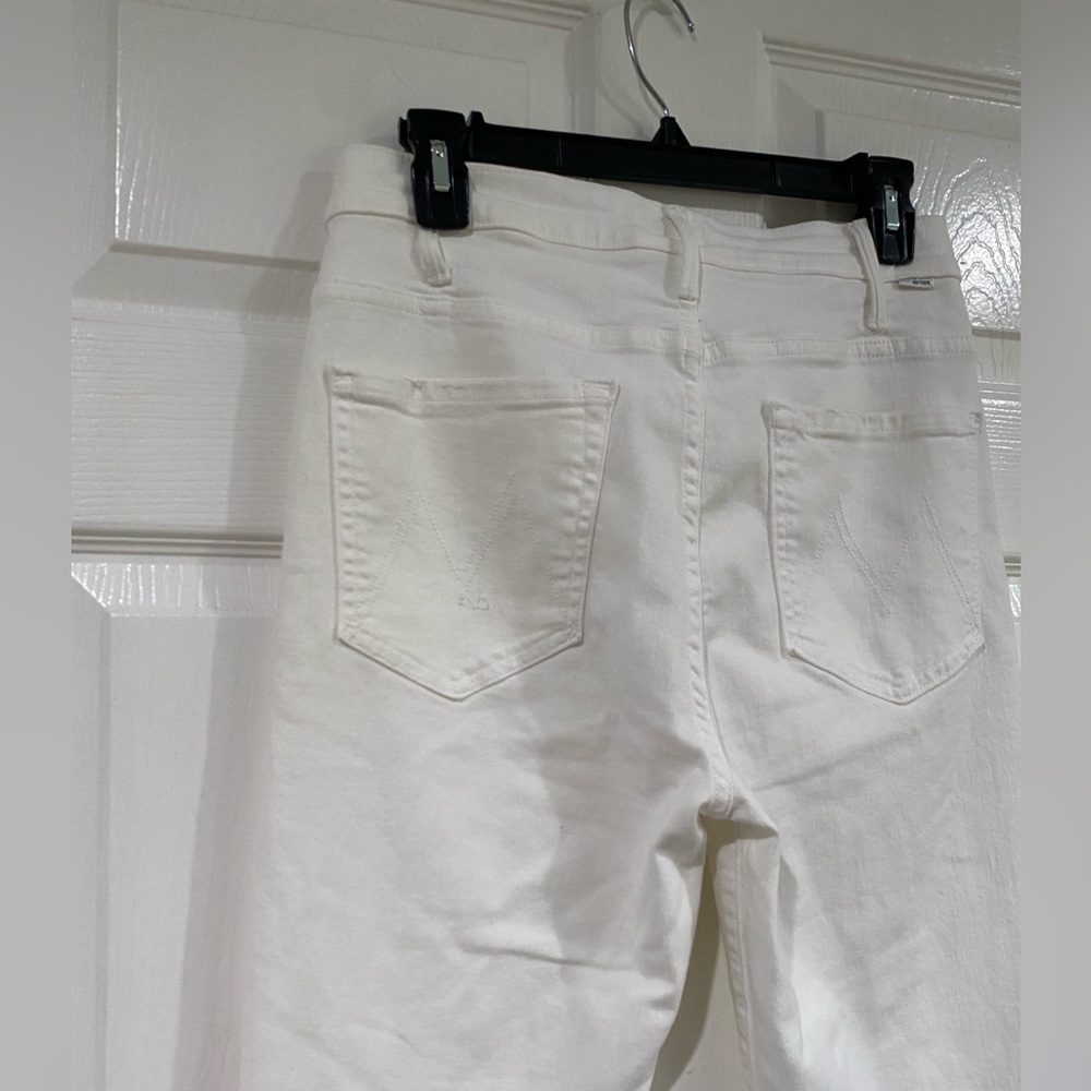 MOTHER The Hustler Ankle Fray In Fairest Of Them All White High Rise Jeans 30 - Picture 9 of 15